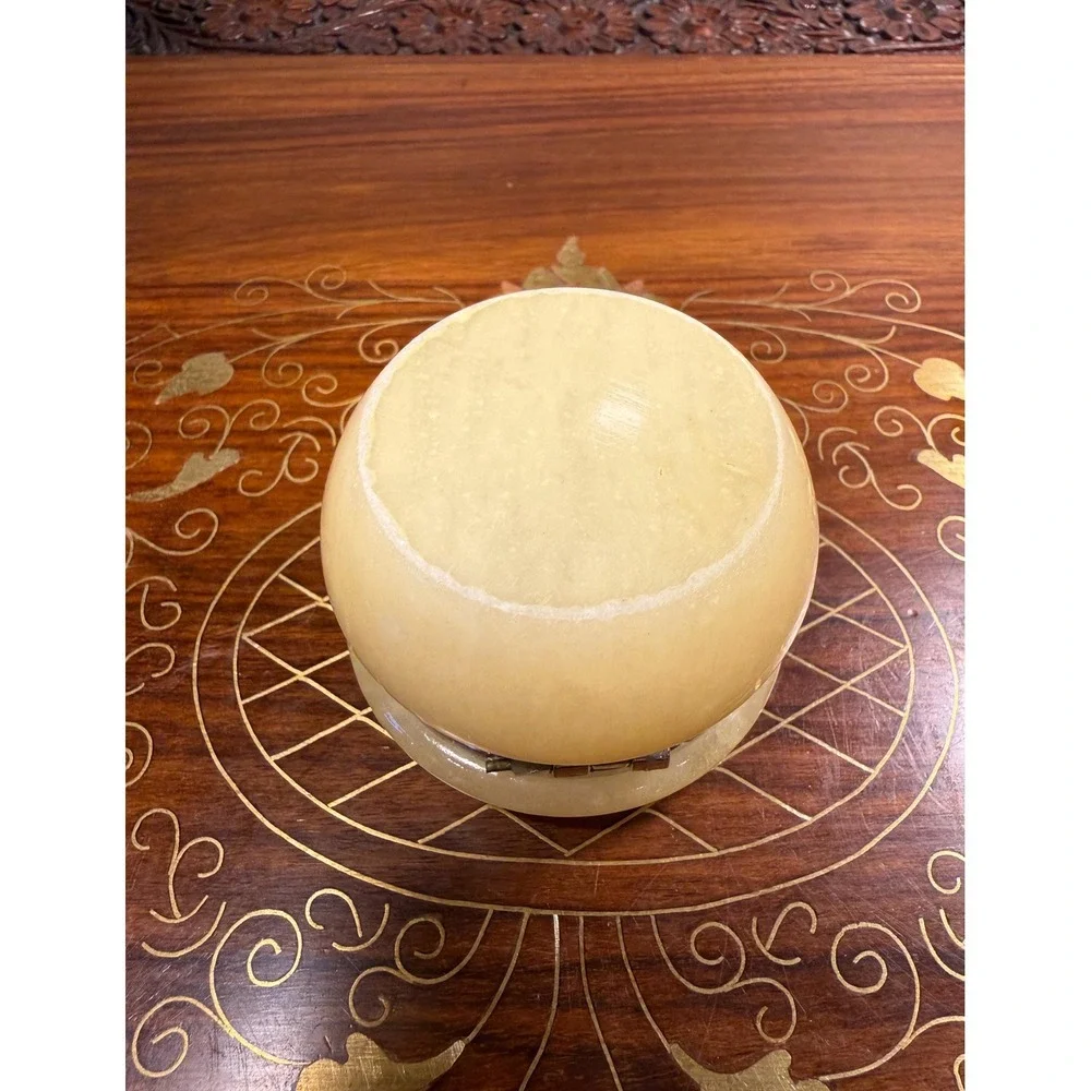 Vintage Alabaster Trinket Box • Forget-Me-Not Floral Stone Jewelry Box